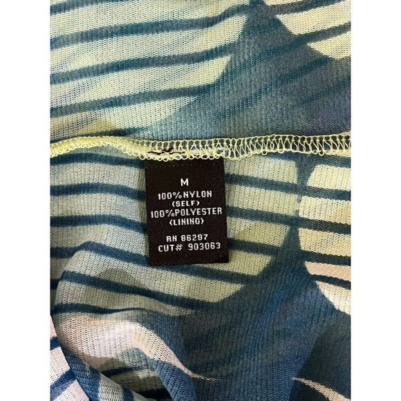 New Vertigo Blue Lime One Sleeve Draped V-Neck Chiffon Blouse Top - Picture 5 of 5